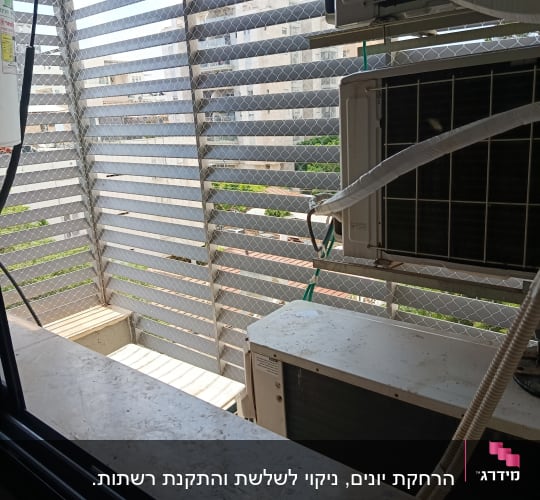 יחידת מיזוג אוויר עם רשת למניעת יונים